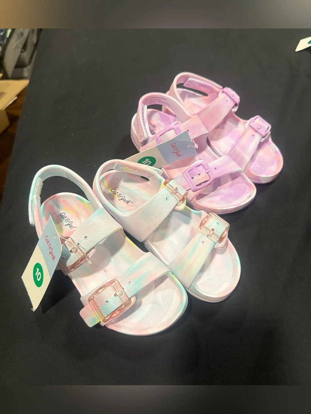 Cat & Jack Toddler Girls EVA Ade Sandals Size 10 NWT Tie Dye Purple and Pink